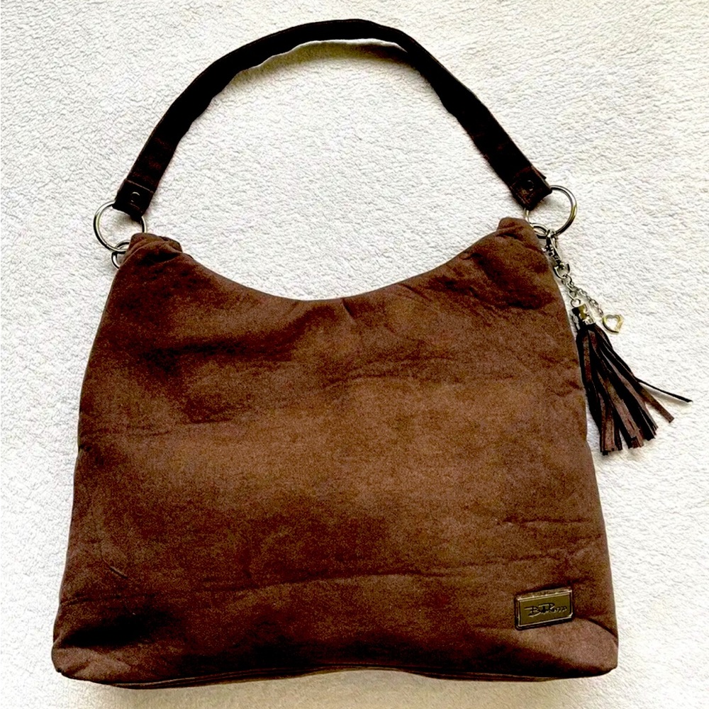 BRAND NEW!! Bella Russo brown faux suede shoulder bag with keychain Snap closure